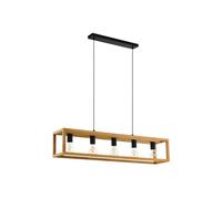 Eglo Suspension luminaire Blackcrown, plafonnier suspendu vintage pour salle à manger, 3 lampes, lustre salon au design nature, bois clair, douille E27, 100 cm