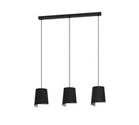 EGLO Suspension luminaire Bolivia, lustre à 3 lampes pour salon et salle à manger, plafonnier à suspendre en métal noir et couleur sable, douille E27