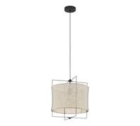 Eglo Suspension luminaire Bridekirk, lampe de plafond suspendue, lustre pour salle à manger en acier noir et tissu naturel, douille E27, Ø 40 cm