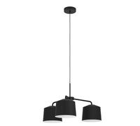 Eglo Suspension luminaire Caguanes, lustre à 3 lampes pour salon et salle à manger, plafonnier minimaliste à suspendre en métal noir et blanc, douille E27