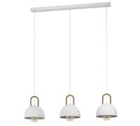 Eglo Suspension luminaire Calmanera, lustre chambre à 3 flammes, plafonnier salon ou salle à manger en métal blanc et laiton brossé, douille E27
