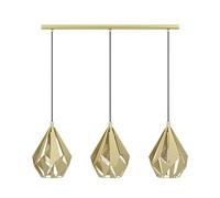 EGLO Suspension luminaire Carlton, lustre à 3 lampes pour salon et salle à manger, lampe de plafond suspendue au design rétro, métal doré, douille E27, L 80,5 cm