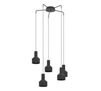 Eglo Suspension luminaire Casibare, lustre chambre au design industriel et monochrome à 5 flammes, plafonnier salon ou salle à manger en métal noir, douille E27