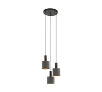 Eglo Suspension luminaire Concessa 1 à 3 lampes, lustre suspendu en acier et textile, brun foncé, cappuccino, doré, pour salon et salle à manger, douille E27