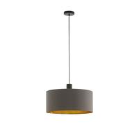 Eglo Suspension luminaire Concessa 1, lustre suspendu en acier et textile, brun foncé, cappuccino, doré, lampe de salon et de salle à manger, douille E27, Ø 53 cm