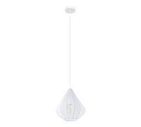 EGLO Suspension luminaire Dolwen, lampe à susprendre pour table à manger, lustre chambre et salle à manger, abat-jour japonais en tissu et métal blanc, douille E27, Ø 33,5 cm