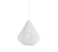 EGLO Suspension luminaire Dolwen, lampe à susprendre pour table à manger, lustre chambre et salle à manger, abat-jour japonais en tissu et métal blanc, douille E27, Ø 33,5 cm
