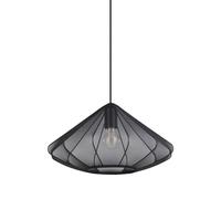 EGLO Suspension luminaire Dolwen, lampe à susprendre pour table à manger, lustre chambre et salle à manger, abat-jour japonais en tissu et métal noir, douille E27, Ø 42,5 cm