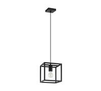 Eglo Suspension luminaire Eldrick, lampe suspendue pour table à manger | plafonnier salon industriel en métal noir, lustre avec douille E27, 20x20 cm