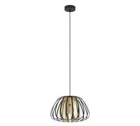 Eglo Suspension luminaire Encinitos, lustre chambre en métal noir et laiton brossé, plafonnier salon ou salle à manger, douille E27, Ø 37,5 cm