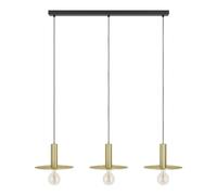 EGLO Suspension luminaire Escandell, lustre à 3 lampes au style New Retro, lampe de plafond suspendue pour salon et salle à manger, métal noir et laiton brossé, douille E27, 95 cm