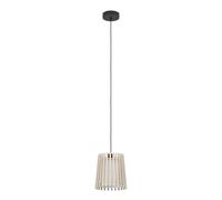 Eglo Suspension luminaire Fattoria, lustre pour salon et salle à manger, lampe de plafond suspendue en tissu blanc et métal noir, douille E27, Ø 20 cm