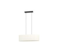 Eglo Suspension luminaire Febres, lampe de plafond suspendue ovale, lustre pour salle à manger en tissu bouclette, métal en noir et textile en blanc, douille E27, 78 cm