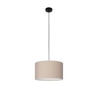 Eglo Suspension luminaire Feniglia, lustre pour salon et salle à manger, lampe de plafond suspendue en lin naturel et métal noir, douille E27, Ø 38 cm