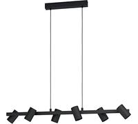 Eglo Suspension luminaire Gatuela 1, lampe de plafond suspendue avec 6 spots, lustre salon ou salle à manger en métal noir, douille E14