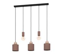 Eglo Suspension luminaire Gazzola, lustre à 5 lampes pour salon et salle à manger, lampe de plafond suspendue en métal moka et sable, douille E27