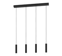 Eglo Suspension luminaire LED Almudaina, lustre à 4 lampes pour salon et salle à manger, lampe de plafond suspendue en métal noir, blanc chaud, 84 cm