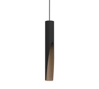 Eglo Suspension luminaire LED Barbotto, lampe de plafond suspendue pour salon et salle à manger, éclairage indirect, métal noir et aspect bois, avec ampoule GU10, certifié FSC, blanc chaud