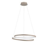 Eglo Suspension luminaire LED Ruotale, lampe à susprendre pour table à manger, lustre chambre et salle à manger, anneaux en métal couleur sable, blanc chaud, Ø 55 cm