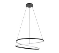 Eglo Suspension luminaire LED Ruotale, lampe à susprendre pour table à manger, lustre chambre et salle à manger, anneaux en métal noir, blanc chaud, Ø 70 cm