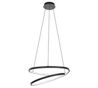 Eglo Suspension luminaire LED Ruotale, lustre cercle pour salon et salle à manger, lampe de plafond suspendue en métal noir et plastique blanc, blanc chaud