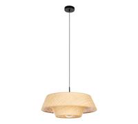 Eglo Suspension luminaire Marford, lampe pour salle à manger et salon, plafonnier suspendu bohème japonais, lustre chambre avec abat-jour en raphia naturel, douille E27, Ø 50 cm