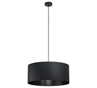 Eglo Suspension luminaire Maserlo 1, lustre suspendu vintage en acier et textile noir, lampe de salon et de salle à manger, douille E27, Ø 53 cm