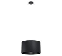 Eglo Suspension luminaire Maserlo 1, lustre suspendu vintage en acier et textile noir, lampe de salon et de salle à manger, douille E27, Ø 38 cm