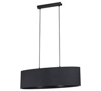 Eglo Suspension luminaire Maserlo 1, lustre suspendu vintage en acier et textile noir, lampe de salon et de salle à manger, douille E27, 78 cm