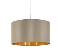 Eglo Suspension luminaire Maserlo, lustre suspendu en acier et textile, couleur nickel mat, taupe, doré, lampe de salon et de salle à manger, douille E27, Ø 38 cm