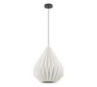 Eglo Suspension luminaire Minting, lampe de plafond avec abat-jour plissé, lustre pour salon et salle à manger, métal noir et papier blanc, douille E27, Ø 45 cm