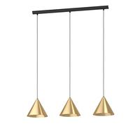 Eglo Suspension luminaire Narices à 3 flammes, lustre chambre minimaliste, plafonnier salon ou salle à manger en métal laiton brossé, doré et noir, douille E27