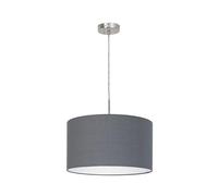 Eglo Suspension luminaire Pasteri, lampe textile suspendue pour table à manger, plafonnier en métal argenté avec abat-jour en tissu gris, lustre salon avec douille E27, Ø 38 cm