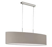 Eglo Suspension luminaire Pasteri, lustre suspendu en acier et textile, couleur nickel mat, taupe, lampe de salon et de salle à manger, douille E27, 100 cm