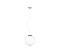Eglo Suspension luminaire Piedale Pro, lampe boule pour salle à manger, plafonnier suspendu, lustre salon en métal argenté et verre en blanc satiné, douille E27, Ø 35 cm