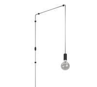 Eglo Suspension luminaire Pinetina, lampe de plafond suspendue avec câble et prise, lustre pour salon et salle à manger, métal noir, douille E27