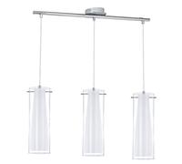 EGLO Suspension luminaire Pinto à 3 lampes, lustre suspendu en acier aspect chromé, verre transparent et opale mat, blanc, pour salon et de salle à manger, douille E27