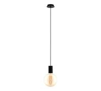 Eglo Suspension luminaire Pozueta, support ampoule suspendu, style vintage et industriel, lampe en acier noir pour salon et table à manger, douille E27, Ø 12,5 cm