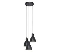 Eglo Suspension luminaire Priddy à 3 lampes, lustre suspendu vintage au
