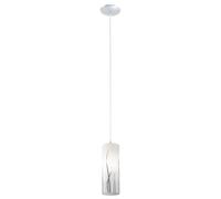 Eglo Suspension luminaire Rivato, lustre suspendu élégant en acier et verre avec décor, lampe en aspect chromé et blanc pour salon et salle à manger, douille E27