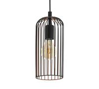 Eglo Suspension luminaire Roccamena, lustre suspendu vintage en acier noir et couleur cuivre, lampe rétro pour salon et salle à manger, douille E27