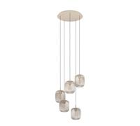 Eglo Suspension luminaire Romazzina, lampe à susprendre pour table à manger, plafonnier suspendue à 5 lampes, lustre chambre et salle à manger, métal couleur sable, douille E27