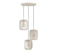 Eglo Suspension luminaire Romazzina, lustre à 3 lampes pour salon et salle à manger, lampe de plafond suspendue, métal couleur sable, douille E27, Ø 46 cm