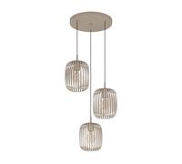 Eglo Suspension luminaire Romazzina, lustre à 3 lampes pour salon et salle à manger, lampe de plafond suspendue, métal couleur sable, douille E27, Ø 46 cm