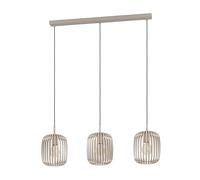 Eglo Suspension luminaire Romazzina, lustre à 3 lampes pour salon et salle à manger, plafonnier à suspendre en métal couleur sable, lampe de plafond avec douille E27