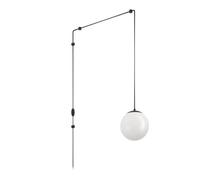 EGLO Suspension luminaire Rondo 3, lampe de plafond suspendue avec câble et prise, lustre pour salon et salle à manger, métal noir et verre blanc, douille E27