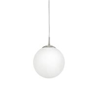 Eglo Suspension luminaire Rondo, lustre suspendu en acier nickel-mat, boule en verre opale mat blanc, lampe de salon ou salle à manger, douille E27, Ø 20 cm