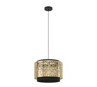 EGLO Suspension luminaire Sandbach, lustre pour salon et salle à manger, lampe de plafond suspendue en métal noir et laiton, douille E27, Ø 42 cm