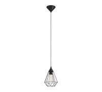 Eglo Suspension luminaire Tarbes, lustre au look vintage et rétro, lampe suspendue en acier et plastique noir, douille E27, Ø 17,5 cm