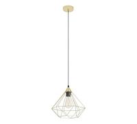 Eglo Suspension luminaire Tarbes, lustre chambre en métal laiton brossé, plafonnier salon ou salle à manger avec douille E27, Ø 32,5 cm